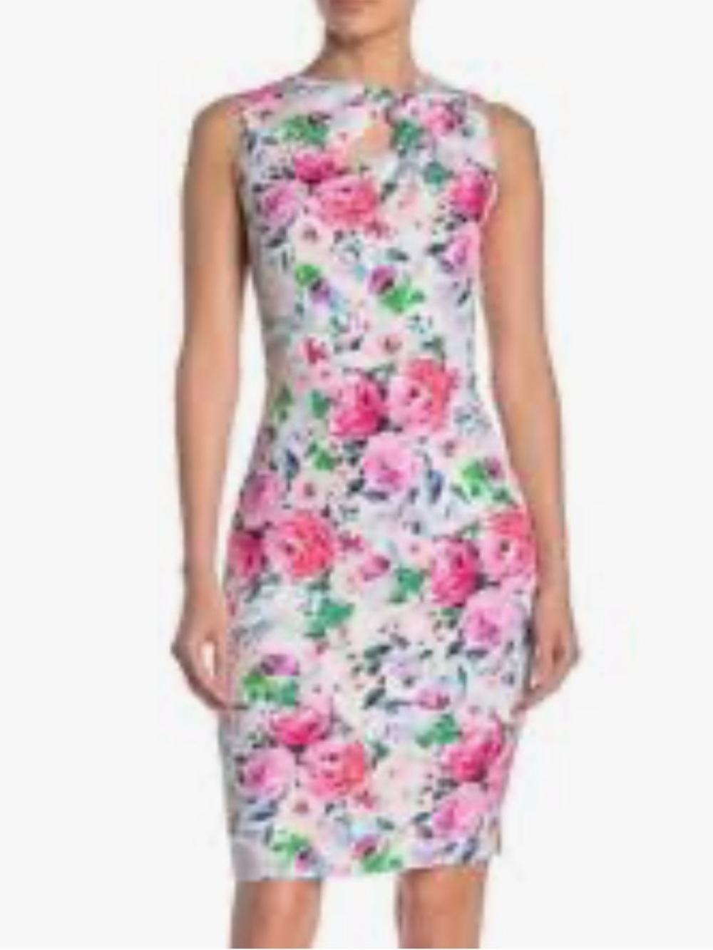 Alexia Admor Floral Keyhole Dress in Pink and Green  size 2